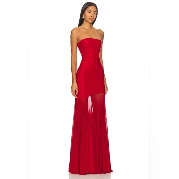 NWT $380 DEME BY GABRIELLA Dahlia Gown In Maroon XS